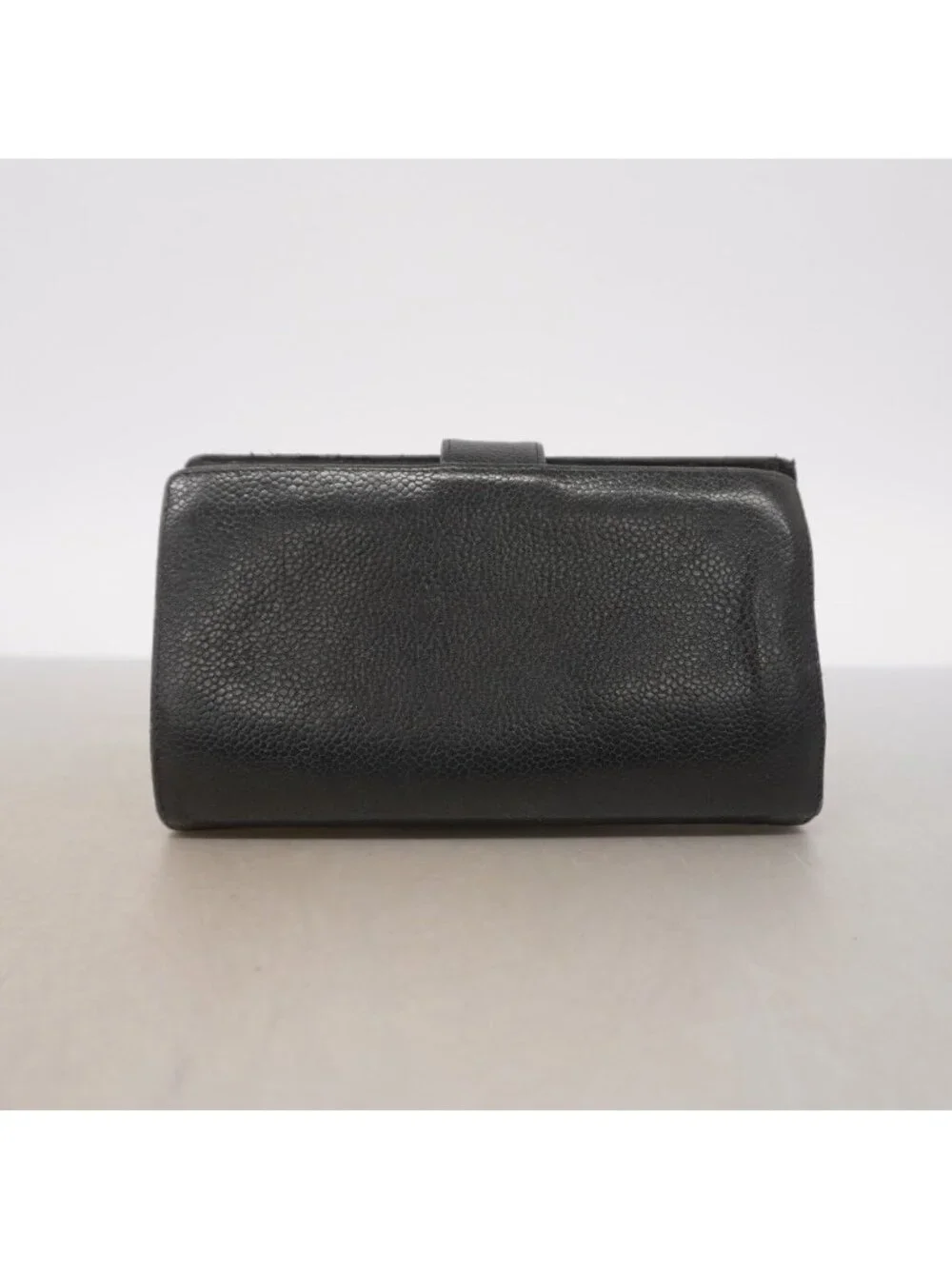 Chanel Wallet Caviar Leather Black Gold